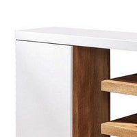 Sofa Table with 1 Door Cabinet and 2 Floating Shelves, White and Brown - BM252499