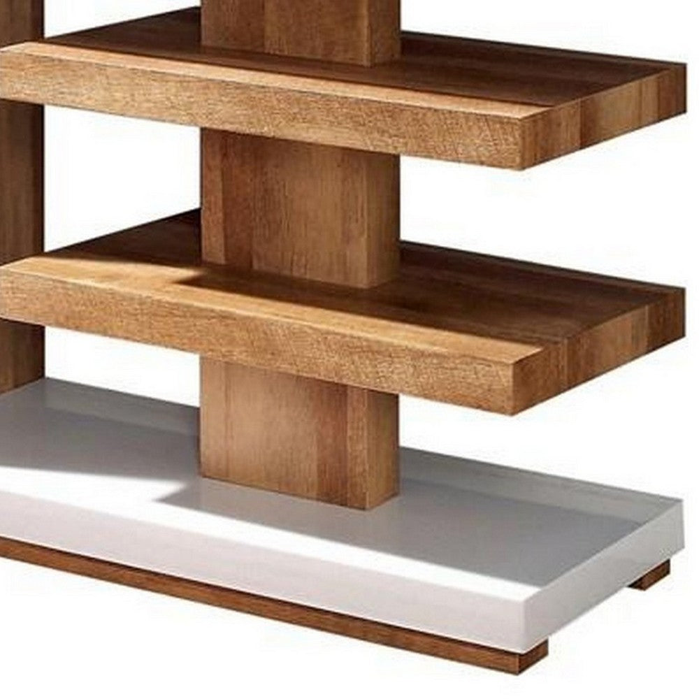 Sofa Table with 1 Door Cabinet and 2 Floating Shelves, White and Brown - BM252499