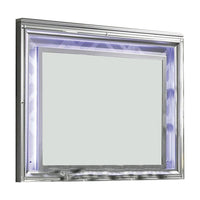 Wall Mirror with LED light and Wooden Frame, Silver - BM252504