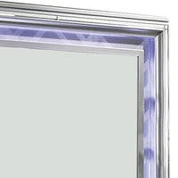 Wall Mirror with LED light and Wooden Frame, Silver - BM252504