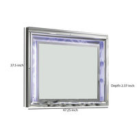 Wall Mirror with LED light and Wooden Frame, Silver - BM252504