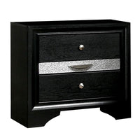 Nightstand with Silver Trim Accent and 1 Jewelry Drawer, Black - BM252506
