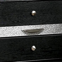 Nightstand with Silver Trim Accent and 1 Jewelry Drawer, Black - BM252506