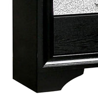 Nightstand with Silver Trim Accent and 1 Jewelry Drawer, Black - BM252506