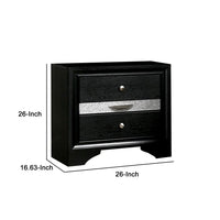Nightstand with Silver Trim Accent and 1 Jewelry Drawer, Black - BM252506