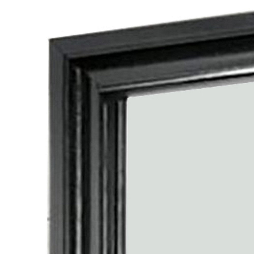Mirror with Wooden Frame and Molded Detail, Black - BM252510