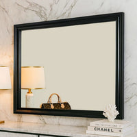 Mirror with Wooden Frame and Molded Detail, Black - BM252510
