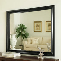 Mirror with Wooden Frame and Molded Detail, Black - BM252510