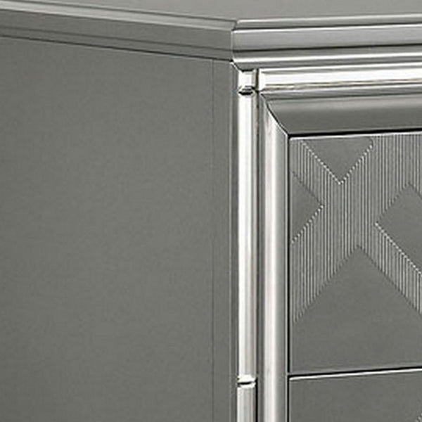 Nightstand with Embossed Pattern and Acrylic Legs, Gray - BM252511