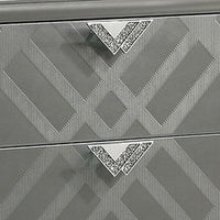 Nightstand with Embossed Pattern and Acrylic Legs, Gray - BM252511