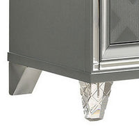 Nightstand with Embossed Pattern and Acrylic Legs, Gray - BM252511