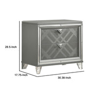 Nightstand with Embossed Pattern and Acrylic Legs, Gray - BM252511