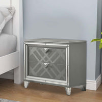 Nightstand with Embossed Pattern and Acrylic Legs, Gray - BM252511