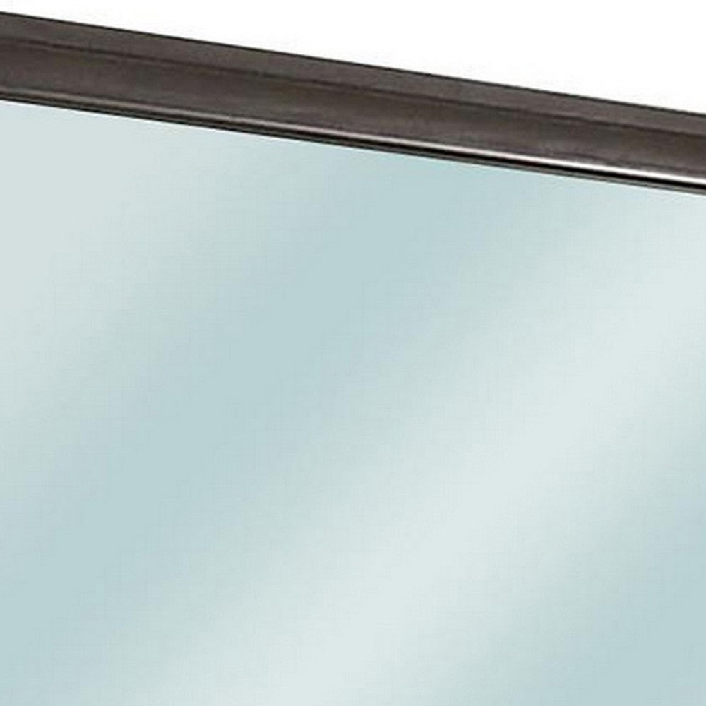 Mirror with Wooden Frame and Molded Detail, Dark Gray - BM252512