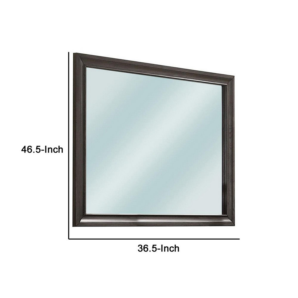 Mirror with Wooden Frame and Molded Detail, Dark Gray - BM252512