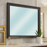 Mirror with Wooden Frame and Molded Detail, Dark Gray - BM252512