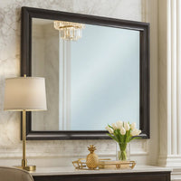 Mirror with Wooden Frame and Molded Detail, Dark Gray - BM252512