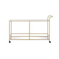 Serving Cart with 2 Tier Design and Metal Frame, Gold - BM252696