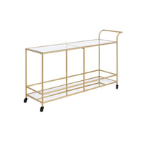 Serving Cart with 2 Tier Design and Metal Frame, Gold - BM252696