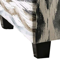 Ottoman with Microfiber Fabric and Ikat Pattern, Multicolor - BM252933