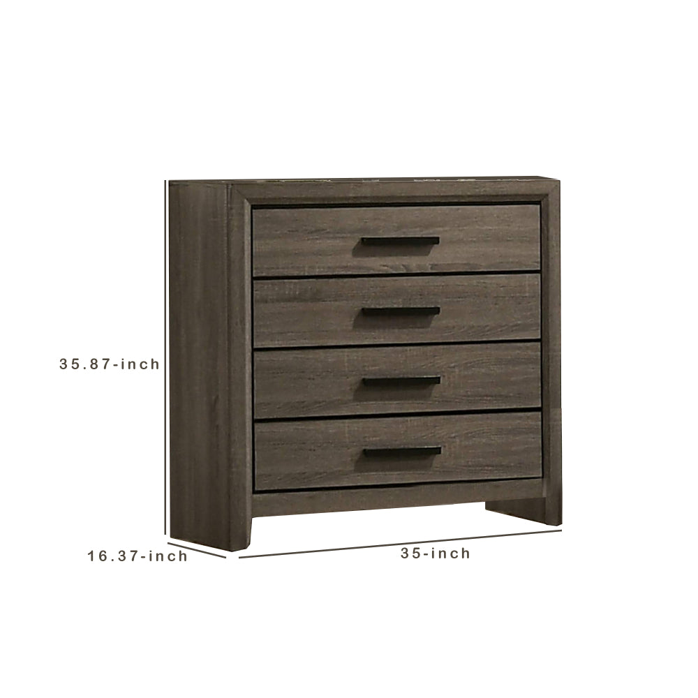 Chest with Black Rectangular Pulls, Gray - BM253014