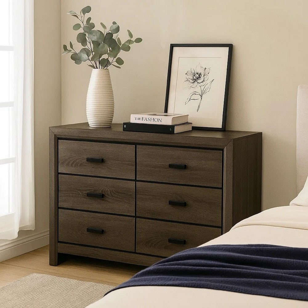 Dresser with Black Rectangular Pulls, Gray - BM253015