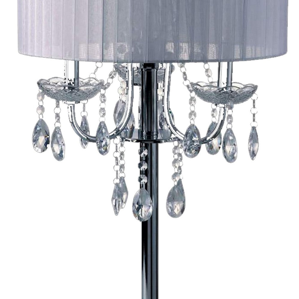 Table Lamp with Hanging Crystal Droplets, White - BM253027
