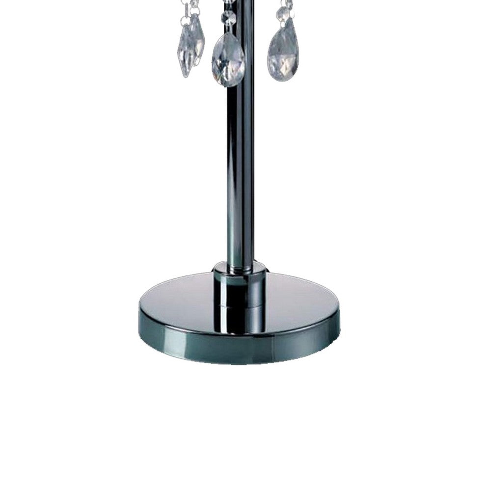 Table Lamp with Hanging Crystal Droplets, White - BM253027