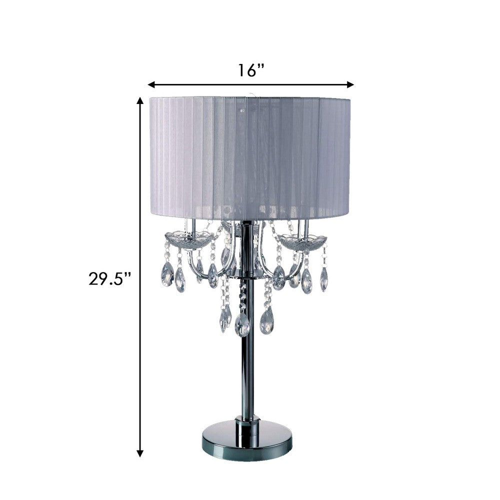 Table Lamp with Hanging Crystal Droplets, White - BM253027