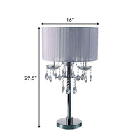 Table Lamp with Hanging Crystal Droplets, White - BM253027