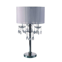 Table Lamp with Hanging Crystal Droplets, White - BM253027
