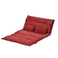 Folding Floor Sofa Bed Futon, 5 Adjustable Positions, 2 Pillows, Red- BM261468