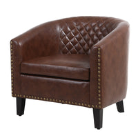 Leatherette Accent Chair with Nailhead Trim and Diamond Stitch, Brown - BM261573