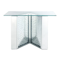 Console Table with Mirrored V Shaped Base, Silver - BM261700