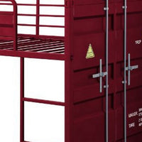 Twin Loft Bed with Metal Frame and Slide, Red - BM261728