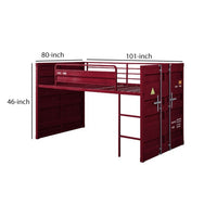 Twin Loft Bed with Metal Frame and Slide, Red - BM261728