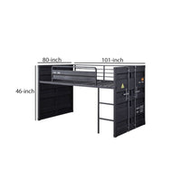 Twin Loft Bed with Metal Frame and Slide, Gray - BM261729