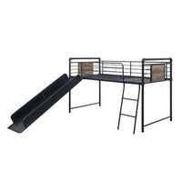 Twin Loft Bed with Tubular Metal Frame and Slide, Dark Bronze - BM261730