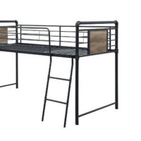 Twin Loft Bed with Tubular Metal Frame and Slide, Dark Bronze - BM261730