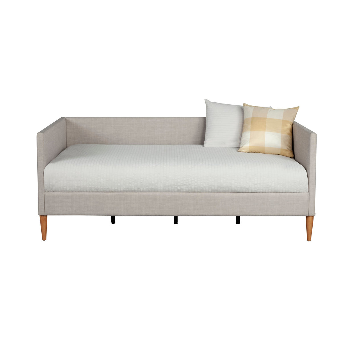 Twin Daybed with Wooden Frame and Fabric Upholstery, Gray