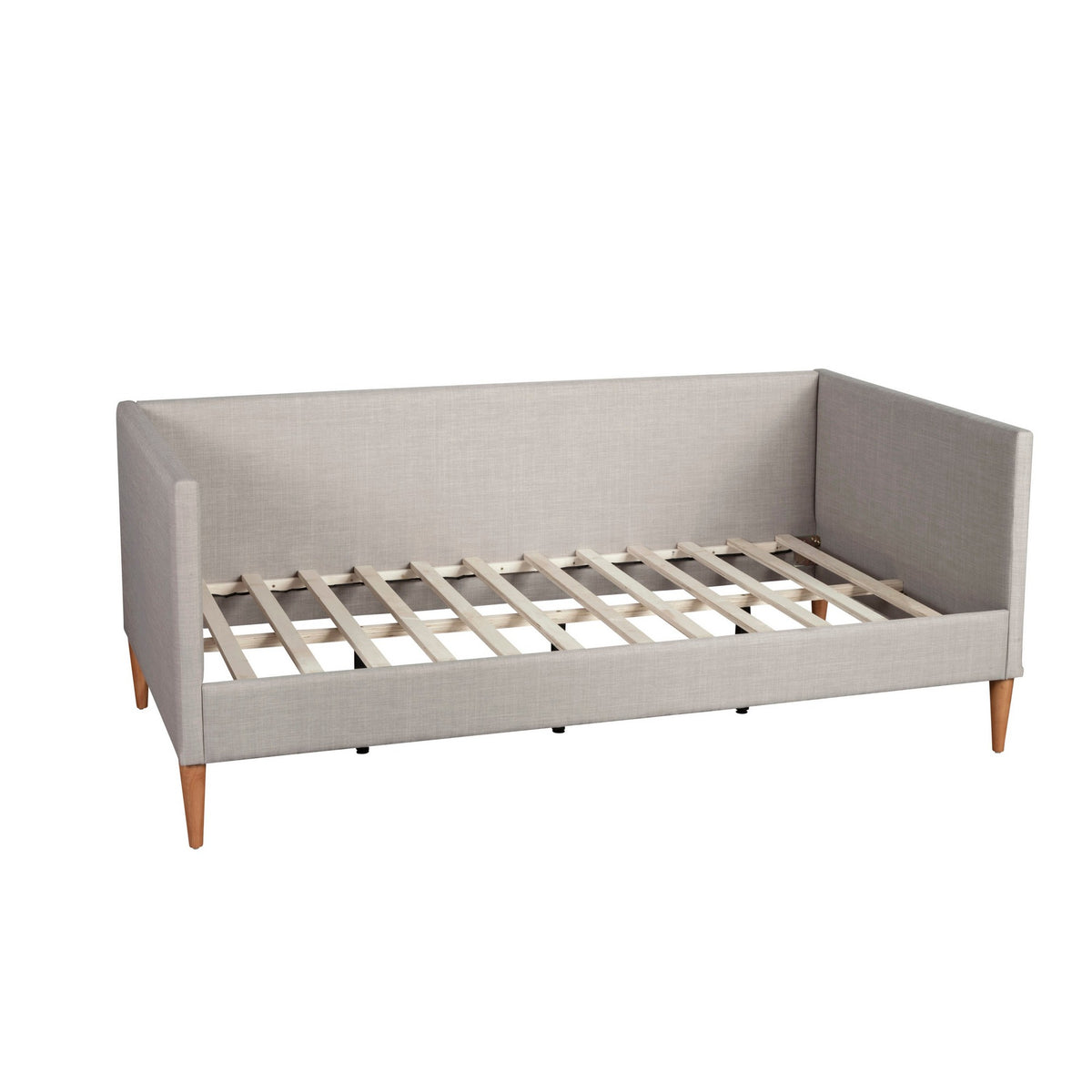 Twin Daybed with Wooden Frame and Fabric Upholstery, Gray