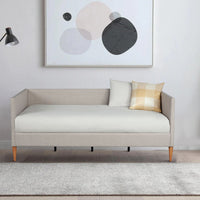 Twin Daybed with Wooden Frame and Fabric Upholstery, Gray