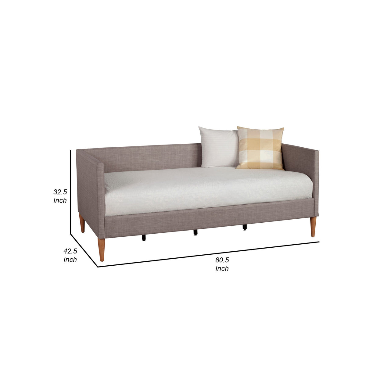 Daybed with Wooden Frame and Fabric Upholstery, Dark Gray - BM261847