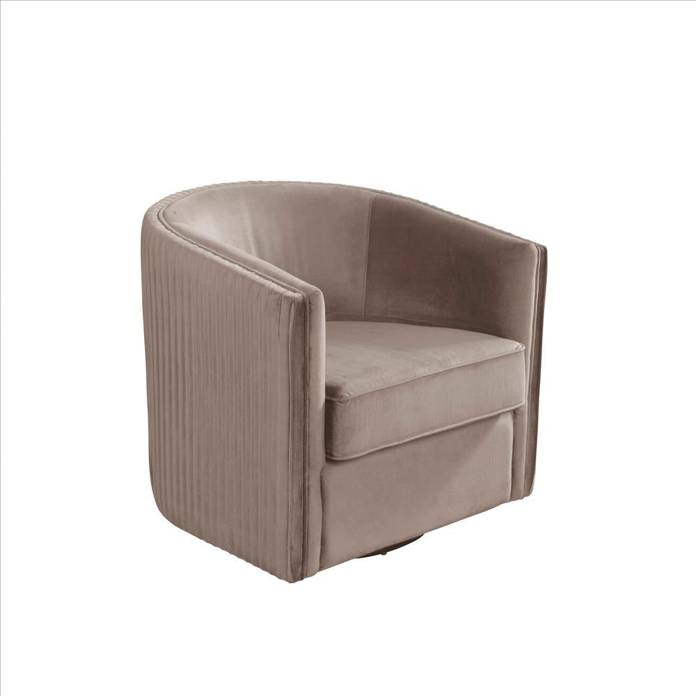 Swivel Chair with Fabric Seat and Curved Back, Light Gray - BM261856