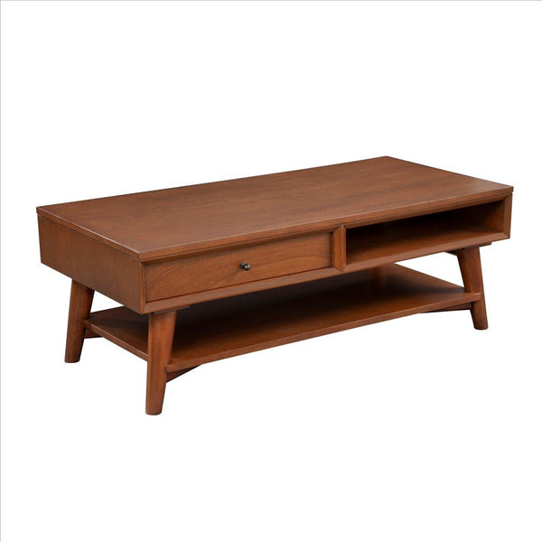 Coffee Table with 1 Drawer and Open Shelf, Brown - BM261862