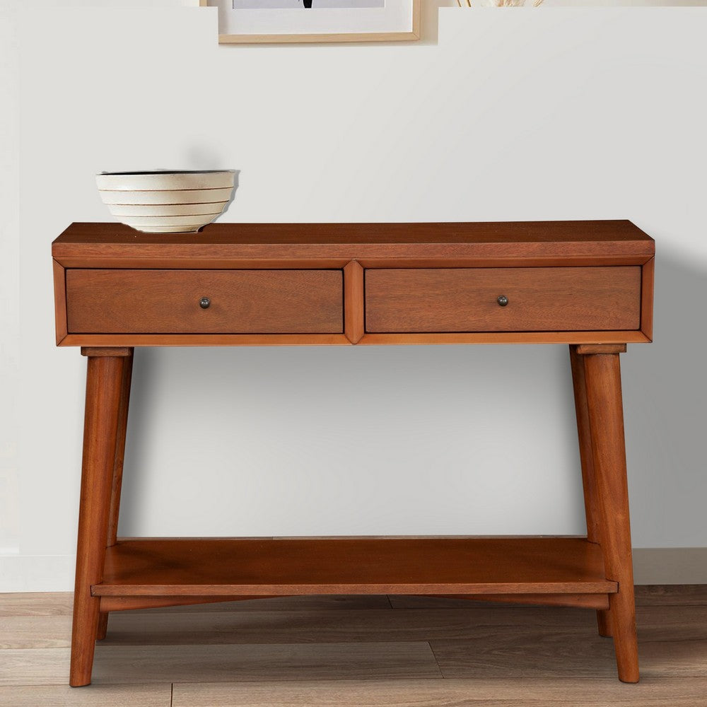 Console Table with 2 Drawers and Angled Legs, Brown - BM261864