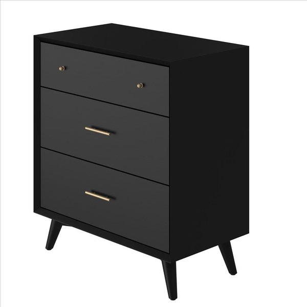 Chest with 3 Drawers and Angled Legs, Black - BM261871