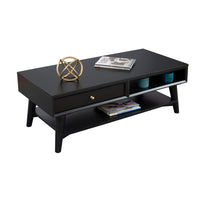 Coffee Table with 1 Drawer and Open Shelf, Black - BM261879