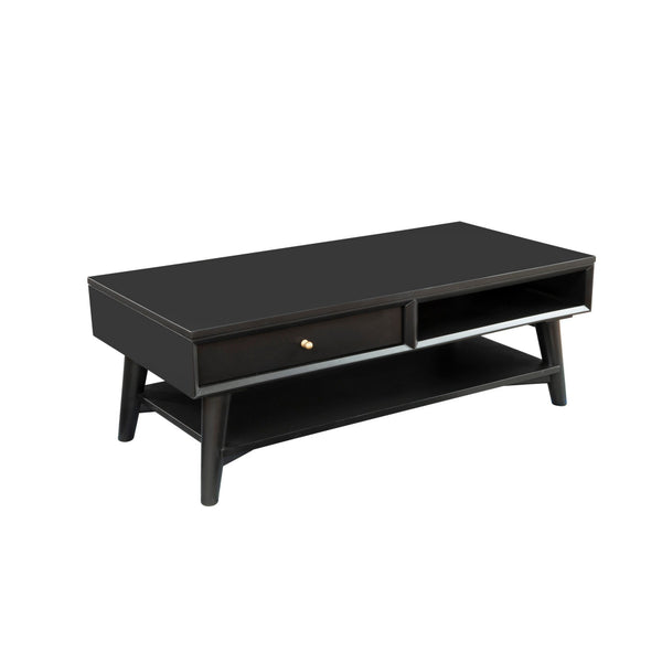 Coffee Table with 1 Drawer and Open Shelf, Black - BM261879