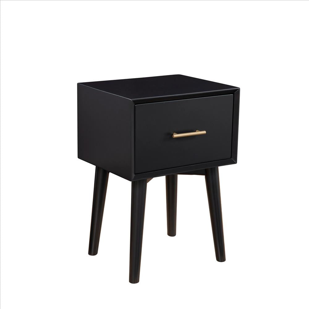End Table with 1 Drawer and Angled Legs, Black - BM261880